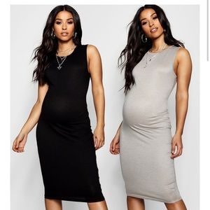 BUNDLE Boohoo gray and black midi dresses